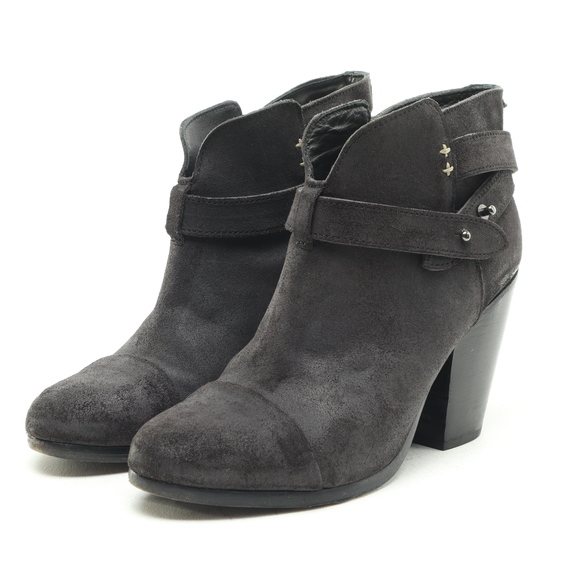 Rag & Bone Harrow Suede Leather Ankle Boots Booties Women EU 38 Black - Picture 6 of 14